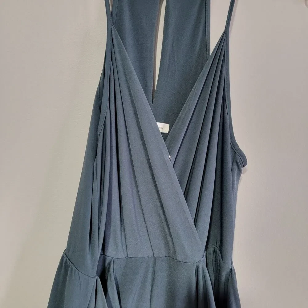 BCBGeneration Drape Pocket Jumpsuit Womens Size‎ Medium Blue Sleeveless Stretchy